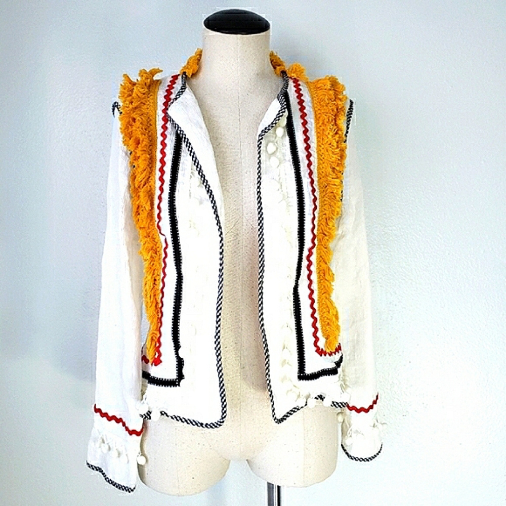 Anthropologie English Factory Selina Pom Boho Jacket XS
